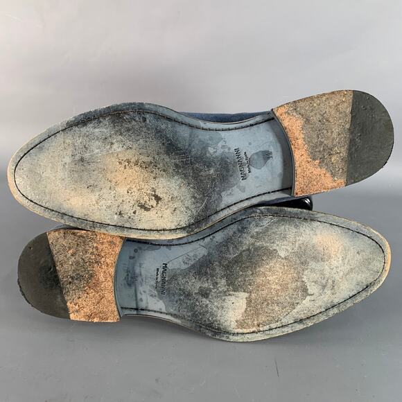 MAGNANNI Size 11 Blue Grey Contrast Stitch Suede Penny Loafers - Picture 6 of 10